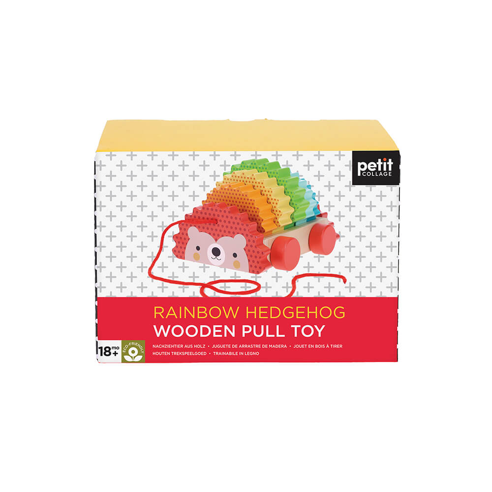 Petit Collage - Rainbow Hedgehog Wooden Pull Toy