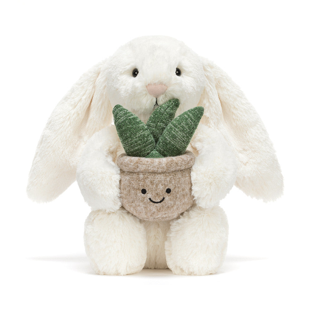 JellyCat - Cream Bunny with Plant