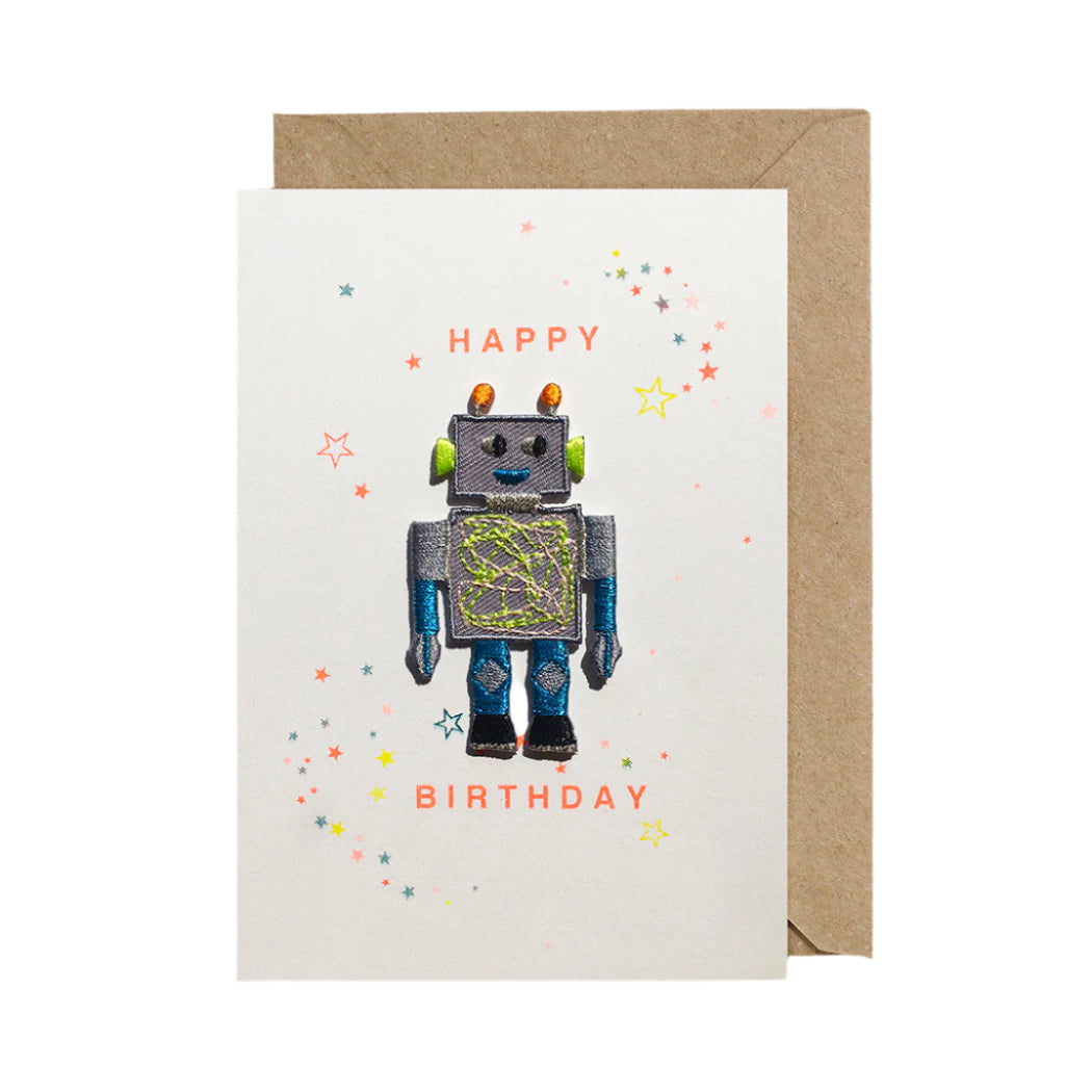 Petra Boase - Iron on Patch Card Robot Happy Birthday