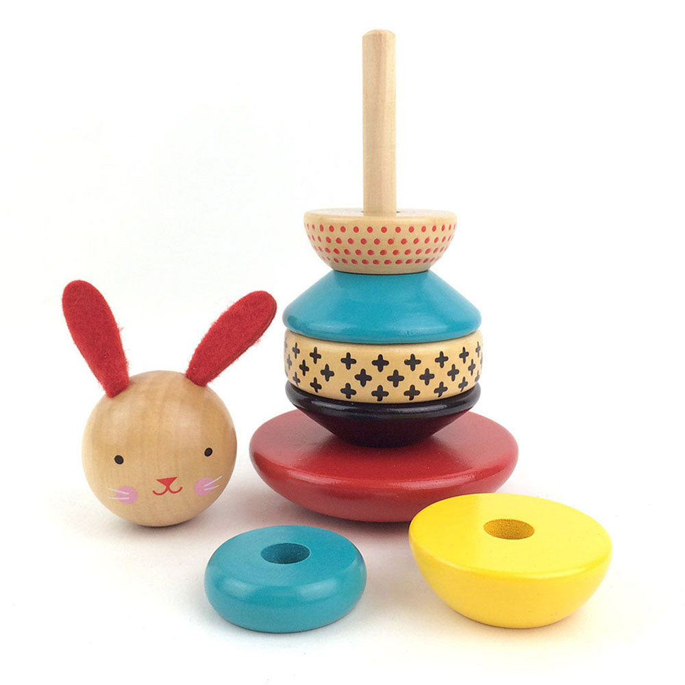 Petit Collage - Wooden Rabbit Stacker Toy