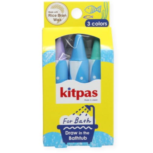 Kitpas - Rice Bran Wax Bath Crayons 3 Colors Fish
