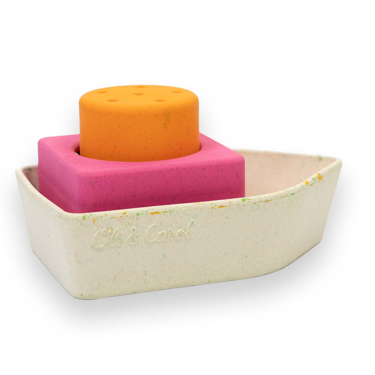 Oli & Carol - Upcycled Rubber Bath Toy Boat Orange