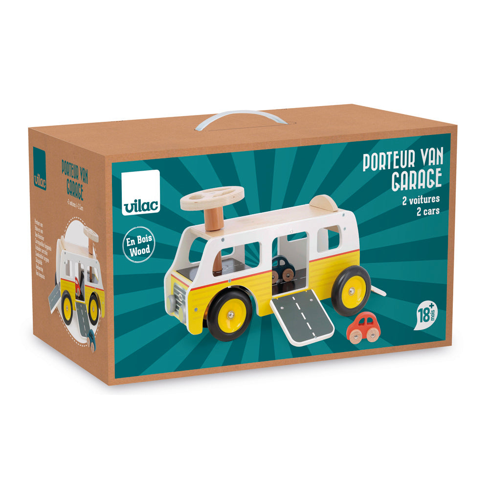 Vilac - Ride-on Van-garage and cars
