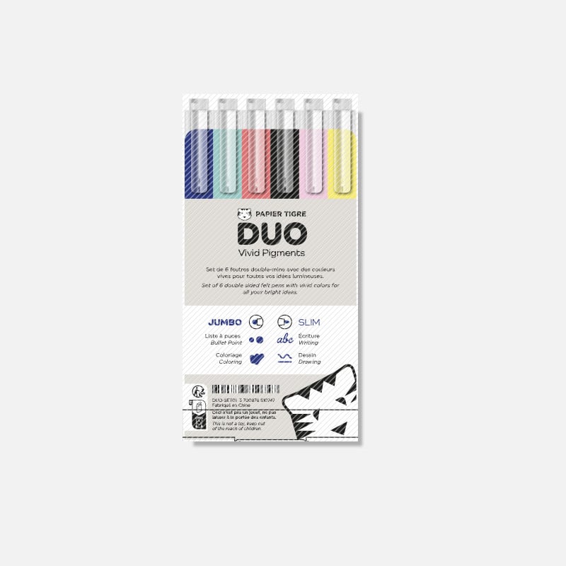 Papier Tigre - 6 duo Felt Pen Set