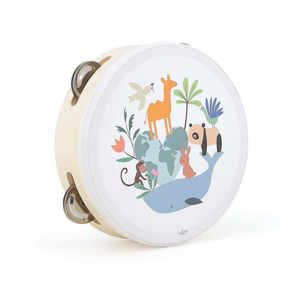 Vilac - Wooden Tambourine animals of the world - Sarah Betz