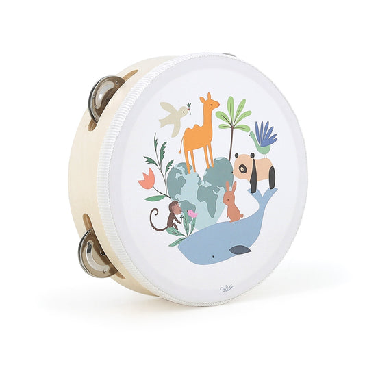 Vilac - Wooden Tambourine animals of the world - Sarah Betz
