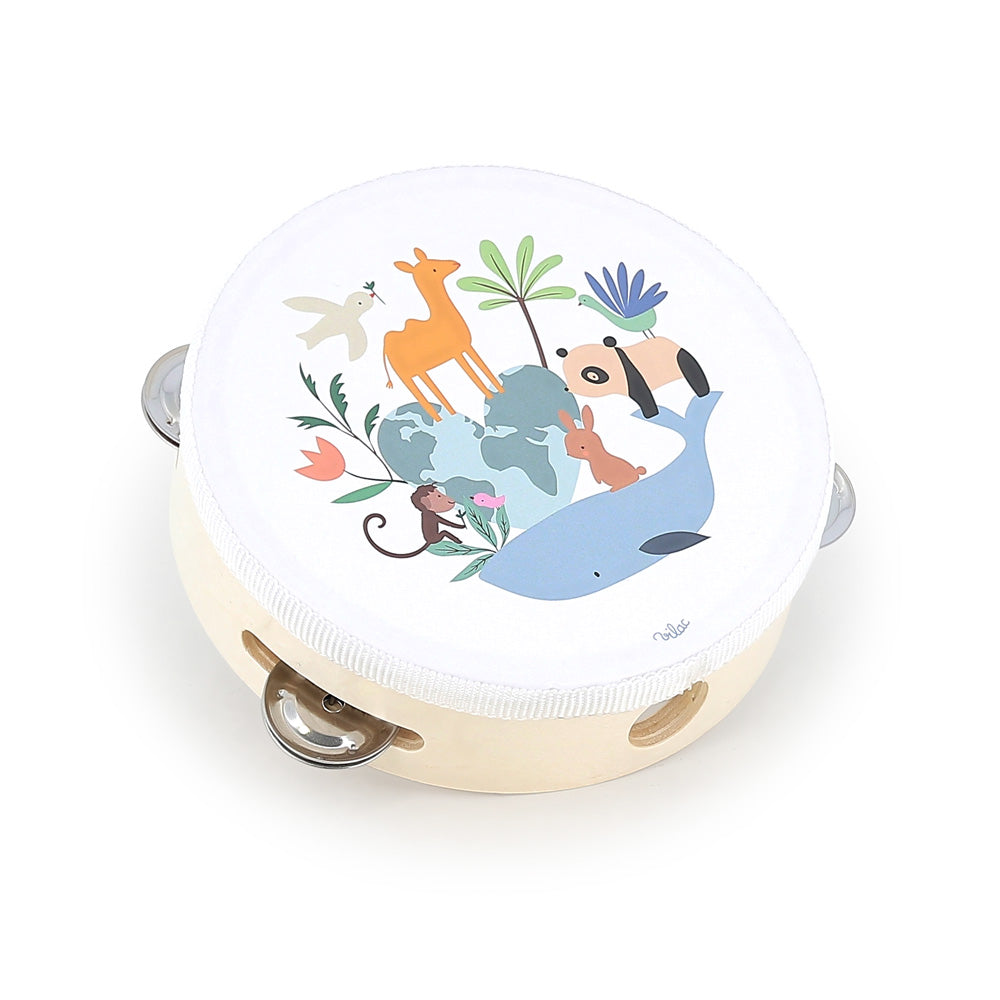 Vilac - Wooden Tambourine animals of the world - Sarah Betz
