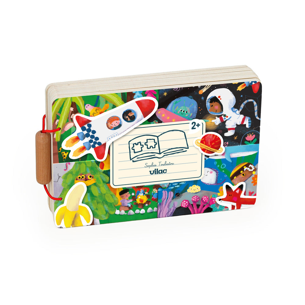 Vilac -Wooden puzzle book - Adventures - Sophia Touliatou