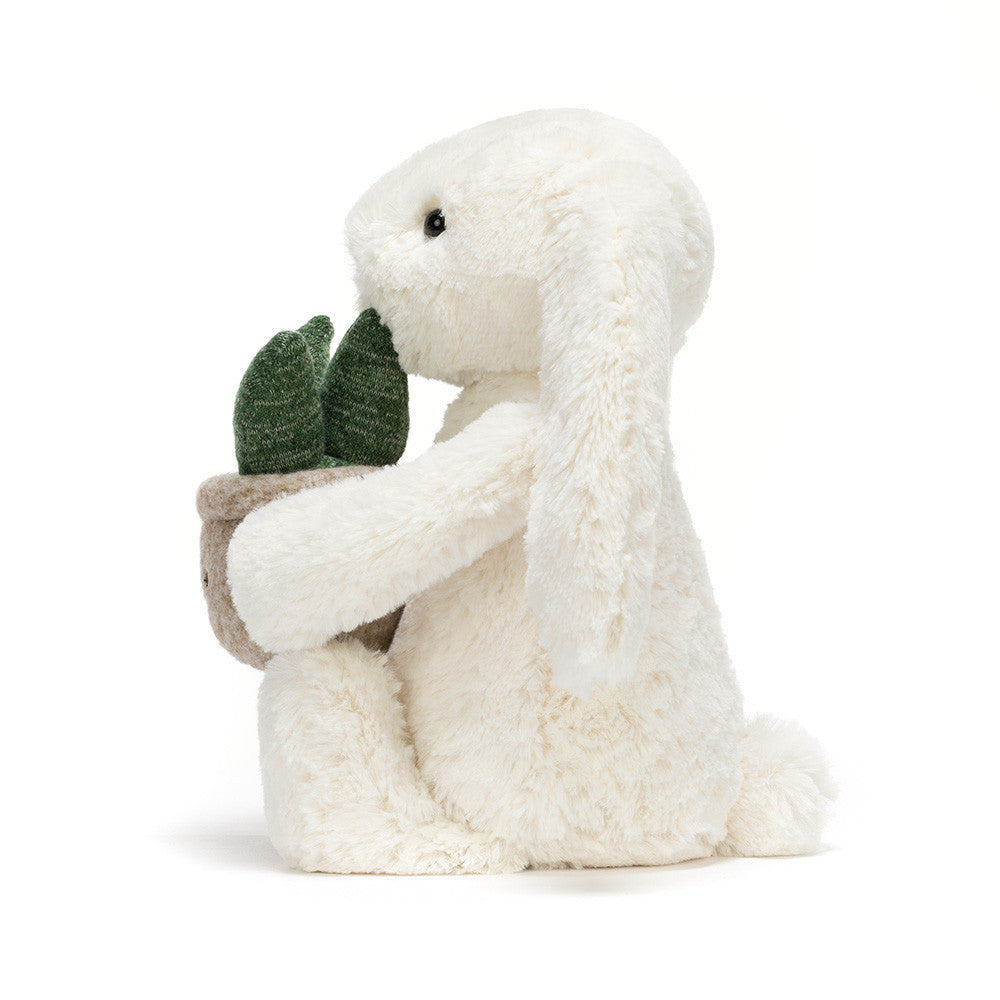 JellyCat - Cream Bunny with Plant