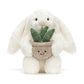 JellyCat - Cream Bunny with Plant