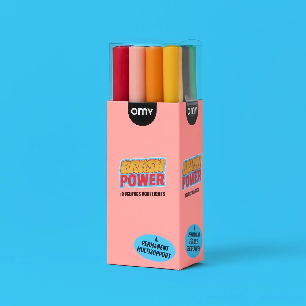 Omy - Brush Power acrylic markers (12 colours)