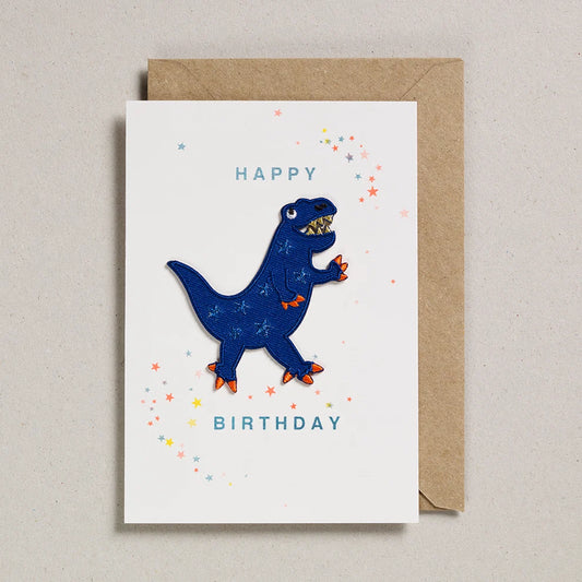 Petra Boase - Iron on Patch Card Blue Dino