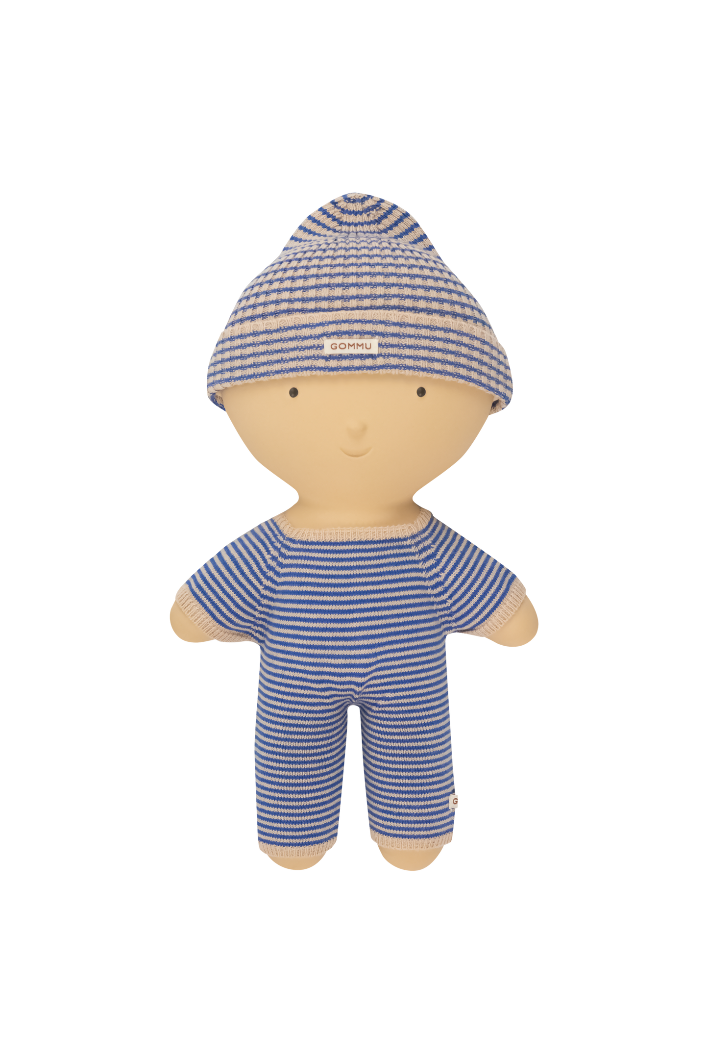 Gommu - French Stripes Beanie (Light cream and blue)