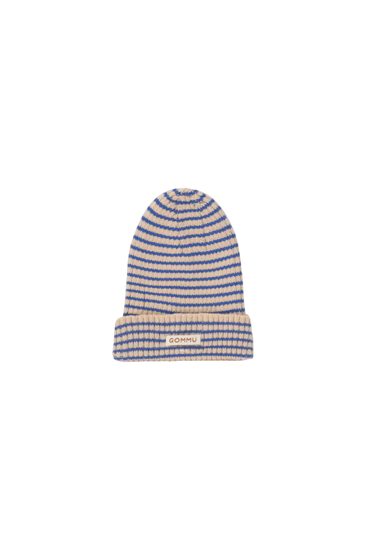 Gommu - French Stripes Beanie (Light cream and blue)