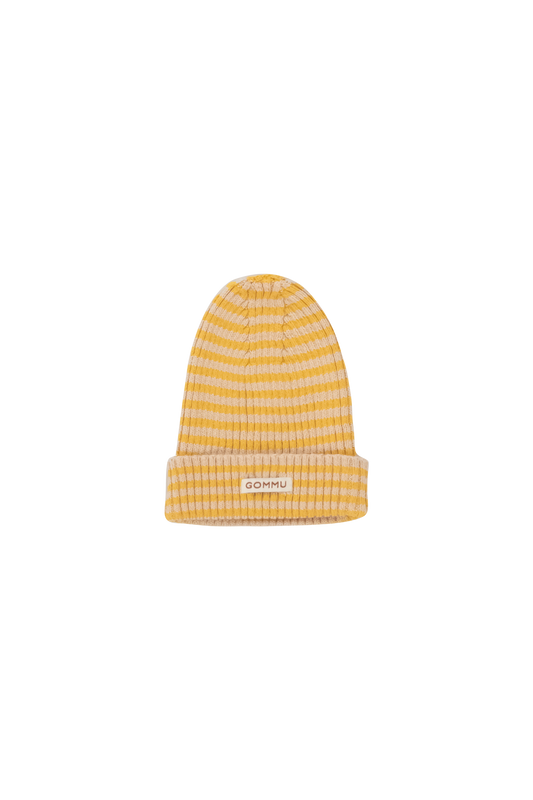 Gommu - Big Stripes Beanie (light cream and mustard)