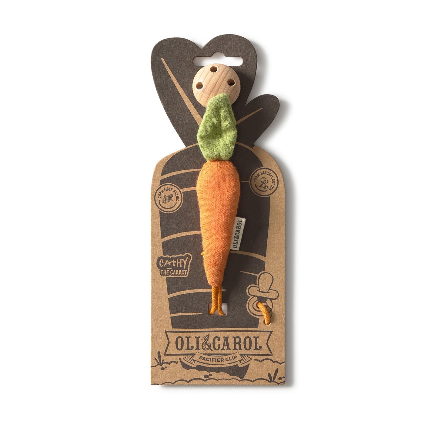 Oli & Carol - Cathy the Carrot Pacifier Clip