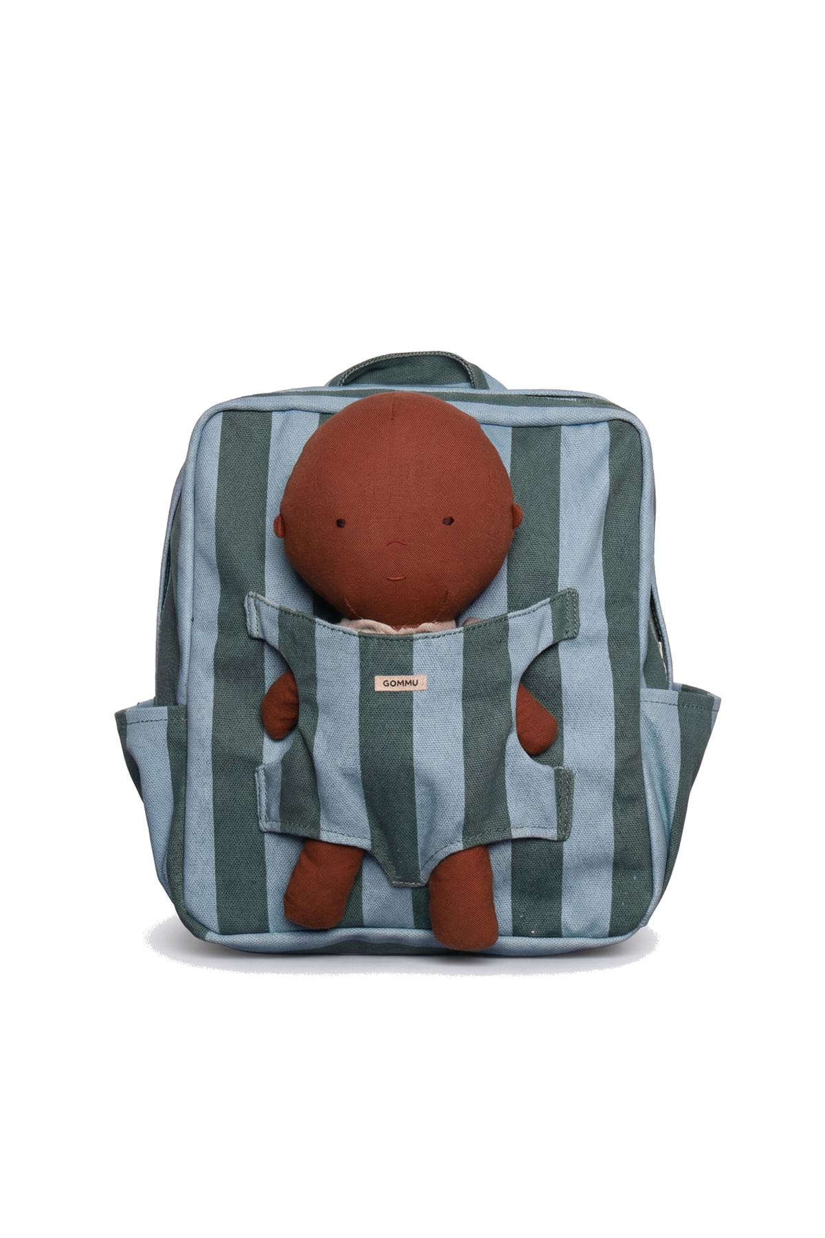 Gommu - Gommu Big stripes Backpack (BOTTLE GREEN/DENIM BLUE)