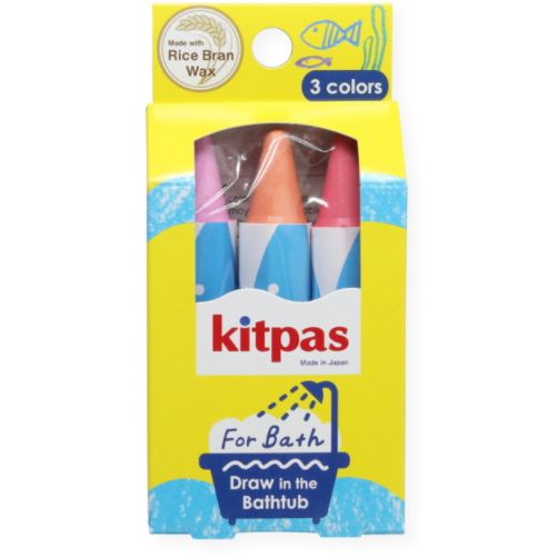 Kitpas - Rice Bran Wax Bath Crayons 3 Colors Coral