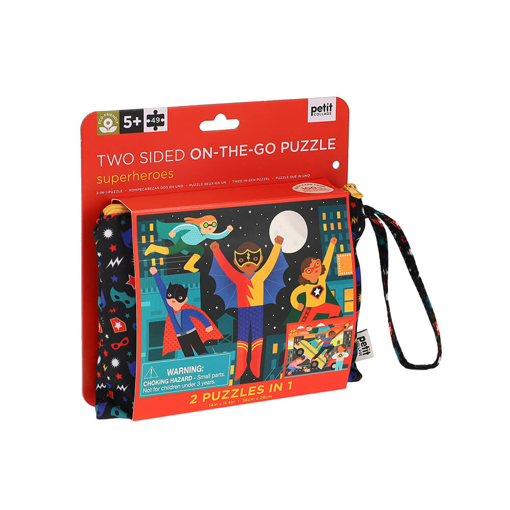 Petit Collage - Two Sided Superheroes On-the-Go Puzzle