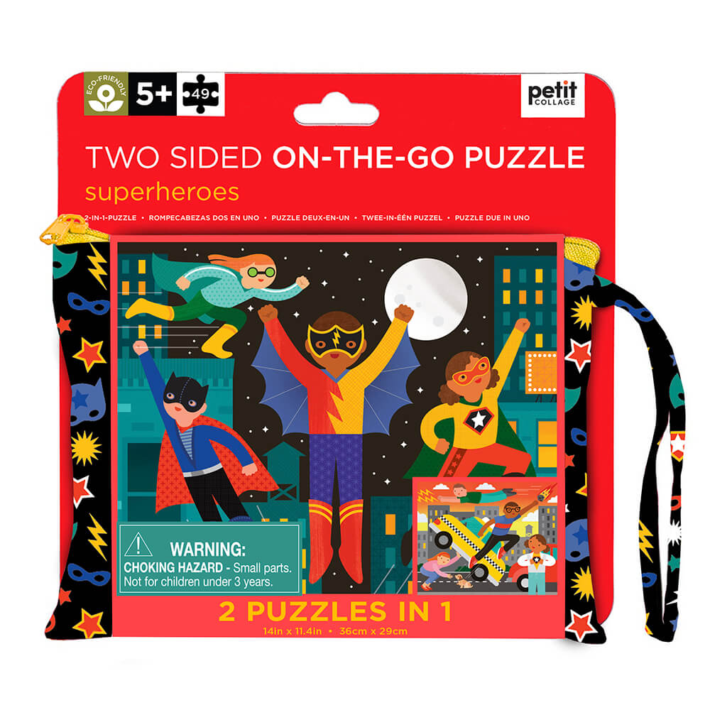 Petit Collage - Two Sided Superheroes On-the-Go Puzzle