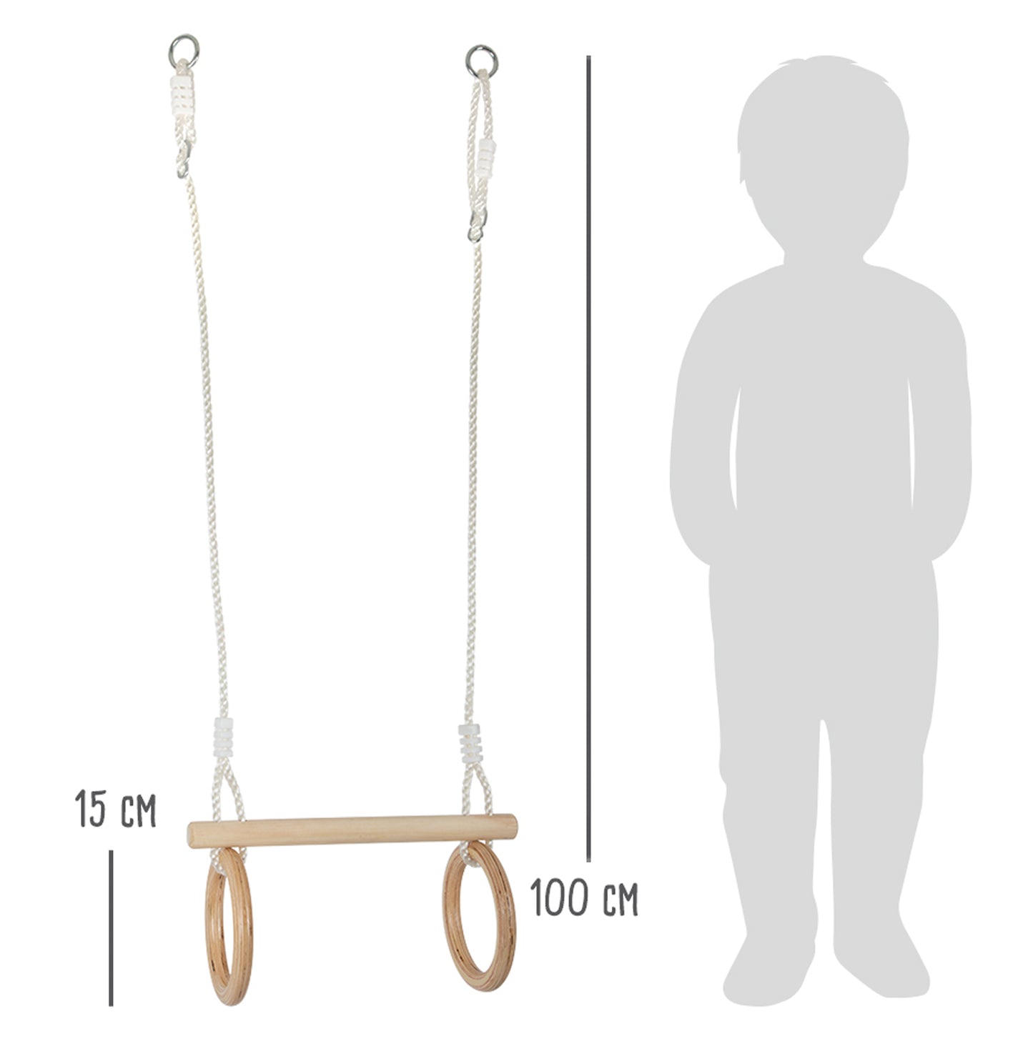 Small foot - Wooden Trapeze with Gymnastic Rings