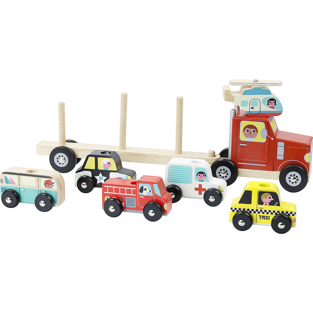 Vilac - Truck and trailer with vehicles
